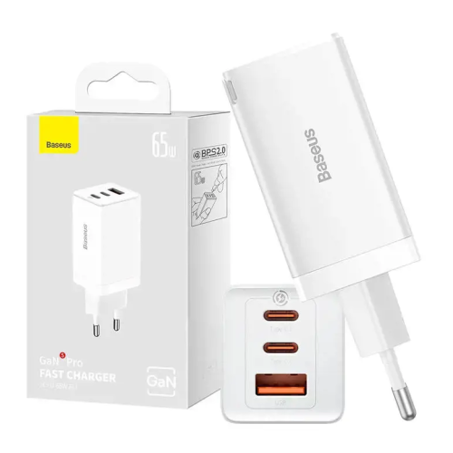 Kroviklis Baseus Wall charger Baseus GaN5 Pro 2xUSB-C + USB, 65W-Telefonų laidai ir