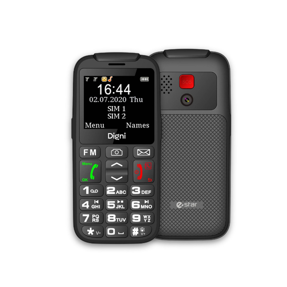 Mobilus telefonas eSTAR Digni Talk Senior Phone Dual SIM Black Black-Mygtukiniai
