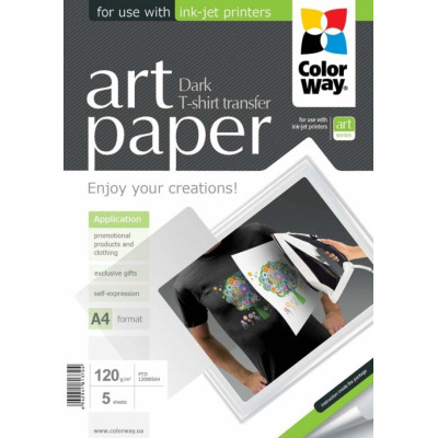 Fotopopierius ColorWay ART T-shirt transfer (dark) Photo Paper A4 A4 120 g/m²-Popierius ir