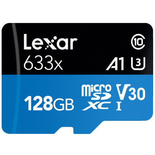 Micro SD kortelė Lexar High-Performance 633x UHS-I micro SDXC, 128 GB, Class 10, U3, V30, A1