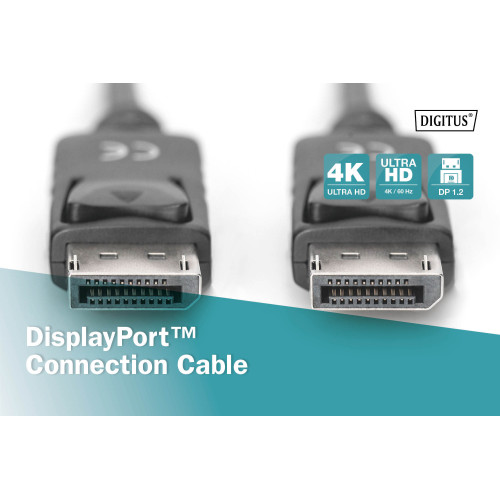 Kabelis Digitus DisplayPort Connection Cable DP to DP Black 1 m-Priedai audio-video