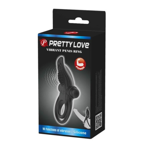 Pretty Love penio žiedas Delfinukas (juoda)-Varpos žiedai, antgaliai-Sekso prekės vyrams