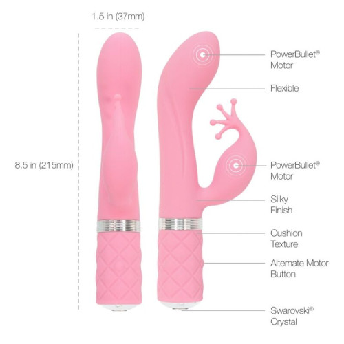 Pillow Talk Kinky vibratorius (rožinė)-Rabbit vibratoriai-Vibratoriai