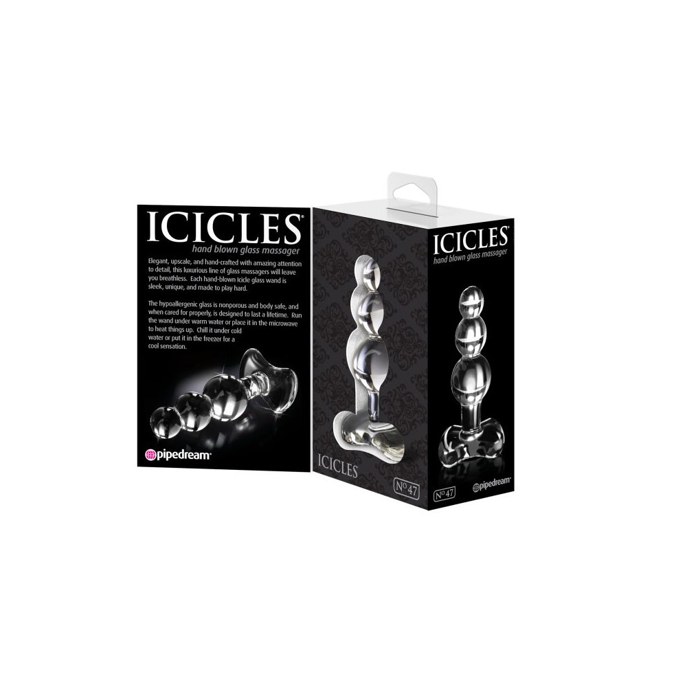 Icicles No. 47 kaištis Burbulis (stiklas/skaidri)-Analiniai kamuoliukai-Analinio sekso prekės