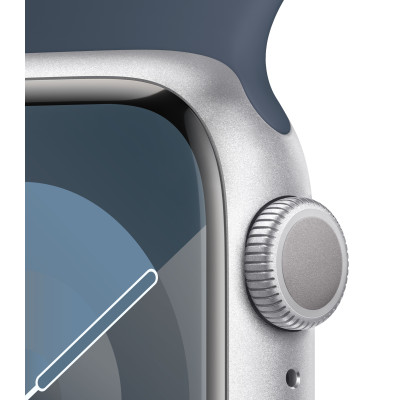 Išmanusis laikrodis Apple Watch Series 9 GPS 45mm Silver Aluminium Case with Storm Blue Sport