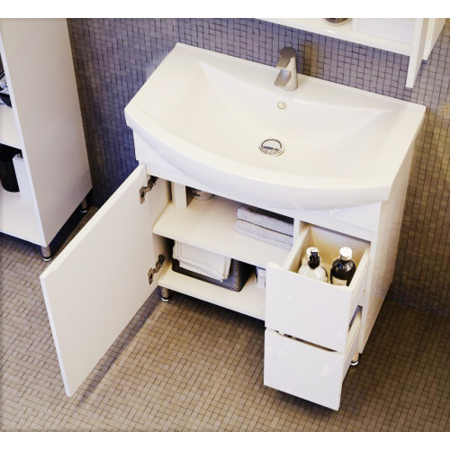 Vonios kambario spintelė su praustuvu MONIKA M3-65 balta-Vonios baldai su praustuvu