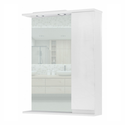 Spintelė MONIKA su veidrodžiu MSH32-65 balta pakabinama-Vonios baldai pakabinami-Vonios baldai