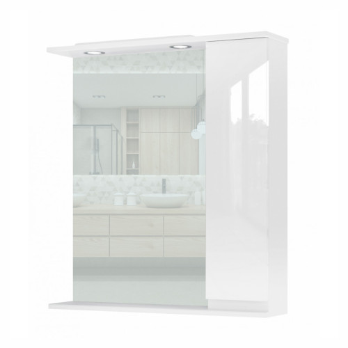 Spintelė MONIKA su veidrodžiu MSH33-75 balta pakabinama-Vonios baldai pakabinami-Vonios baldai