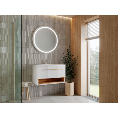 Vonios kambario spintelė su praustuvu STELLANTIS - 80 balta pakabinama-Vonios baldai