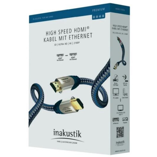 Kabelis HDMI-HDMI kištukai 1.5m (HDMI 2.0) inakustik PREMIUMHDMI--Priedai audio-video