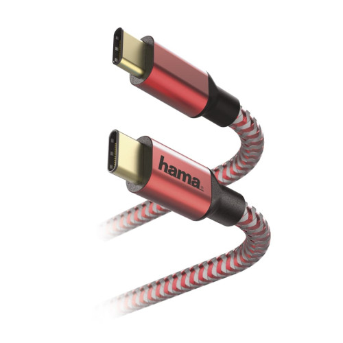 Reflective Charging/Data Cable, USB Type-C - USB Type-C, 1.5 m, red-Telefonų laidai ir