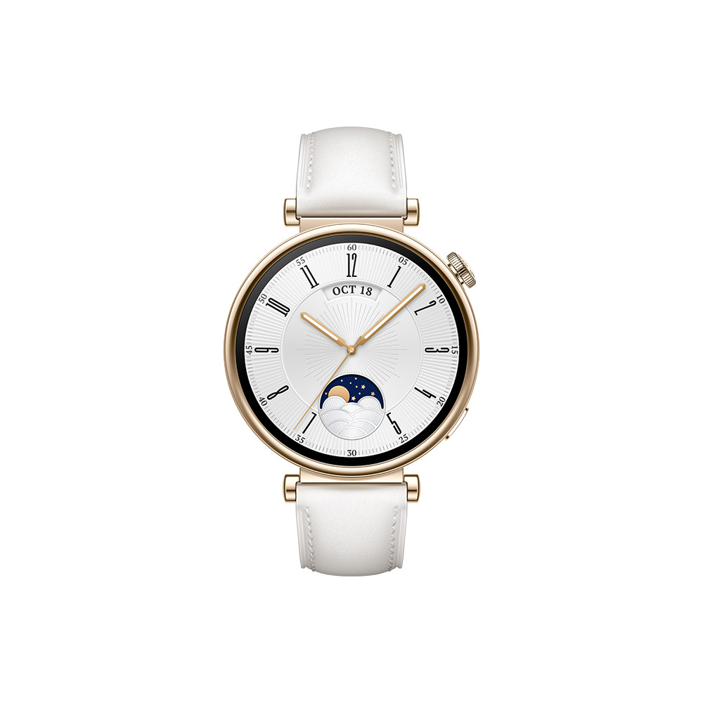 Išmanusis laikrodis Huawei Watch GT4 41mm Gold Stainless Strap Steel White Leather-Android