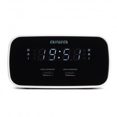 Laikrodis su FM radiju CRU-19BK, žadintuvu ir 2 USB įkrovimo lizdais, juodas-Radijo