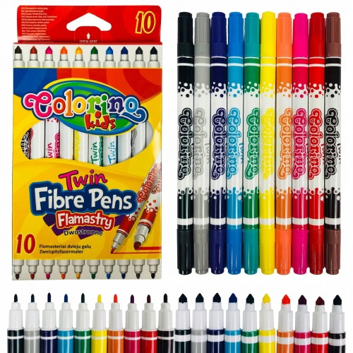 Flomasteriai Colorino Kids dvipusiai, 10 spalvų-Flomasteriai-Piešimo priemonės