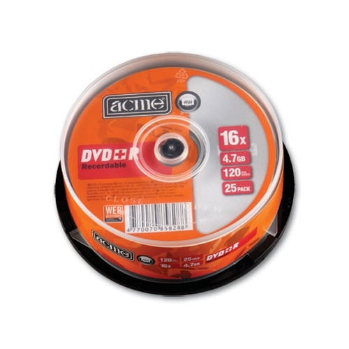Diskas DVD+R Acme 4.7GB, 16x, rietuvė (25)-Kompaktinės plokštelės-Kompiuterių priedai