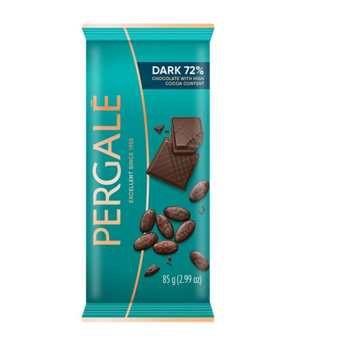 Šokoladas PERGALĖ, juodasis, 72%, 85 g-Šokoladas-Saldumynai