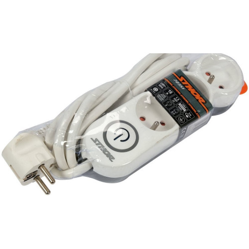 Power strip Sthor T72351 3 sockets 3 m white (72351)-Laidai ir adapteriai-Baterijos, laidai ir