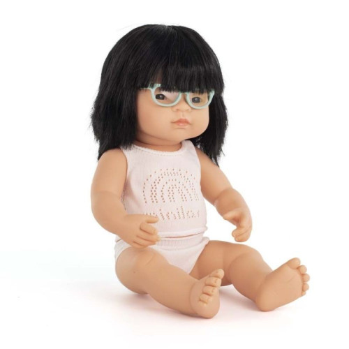 Miniland lėlė mergaitė su akinukais (azijietė, 38 cm.)-ŽAISLAI-Lukoprekyba.lt