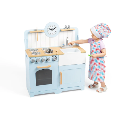 Tidlo didelė medinė žaislinė virtuvėlė (mėlyna)-ŽAISLAI-Lukoprekyba.lt