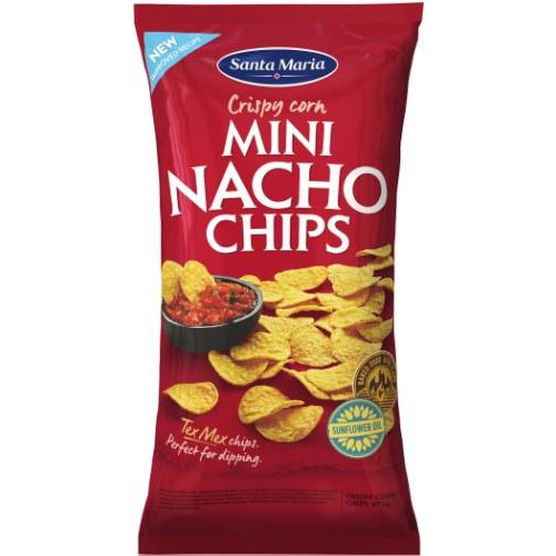 Kukurūzų traškučiai SANTA MARIA Mini nachos chips, 475g-Traškučiai, tortilijos-Užkandžiai