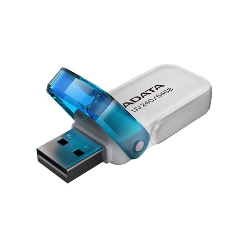 USB atmintuaks MEMORY DRIVE FLASH USB2 64GB WHITE AUV240-64G-RWH ADATA-USB raktai-Išorinės