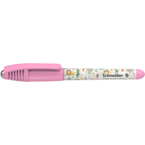 Kapsulinis rašiklis SCHNEIDER Zippi, plastikinis rožinis korpusas, mėlynas rašalas Rašymo
