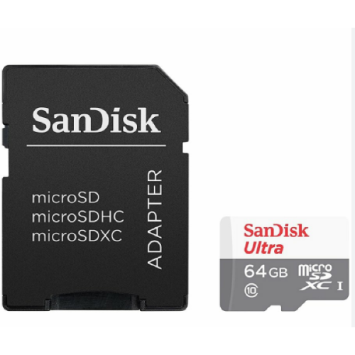 Atminties kortelė SanDisk Ultra Light microSDHC + SD Adapter 64GB 100MB/sClas Skaitmeninės