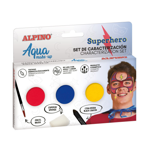 Makiažo rinkinys ALPINO Superhero Aqua make-up 3sp Vaikiška kosmetika