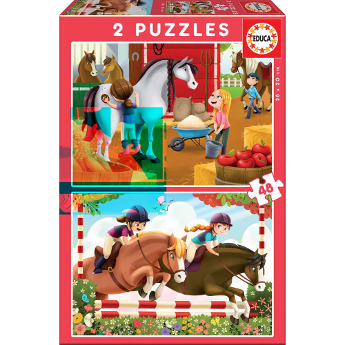 2 dėlionės (puzzle) 2x48 HORSE 4-6 metų ŽAISLAI