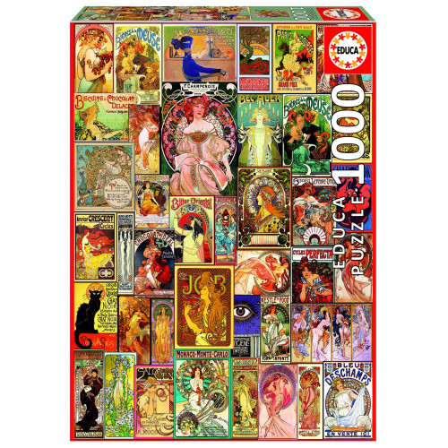 Dėlionė (puzzle) 1000 ART NOUVEAU POSTER COLLAGE 14-99metų ŽAISLAI