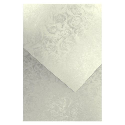 Dekoratyvinis popierius ROŽE A4 baltas 250g 20lap Popierius ir popieriaus produktai