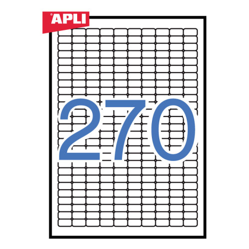 Lipnios etiketės APLI, 17,8 x 10 mm suapvalinti kamp., A4, nuimami, 270 lipdukų lape, 25