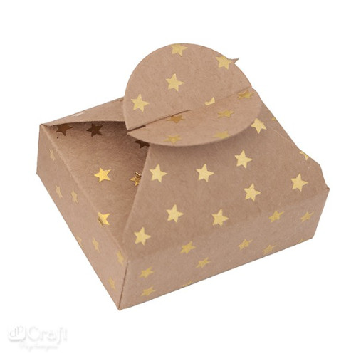 Dėžutės su auksinėmis žvaigždutėmis 6x7,5x2,5cm 4vnt Lukoprekyba.lt