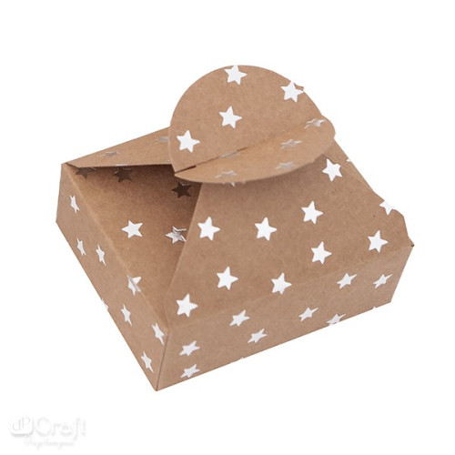 Dėžutės su sidabrinėmis žvaigždutėmis 6x7,5x2,5cm 4vnt Lukoprekyba.lt