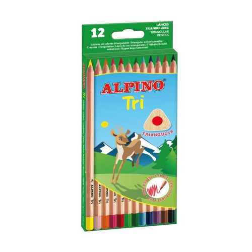 Pieštukai spalvoti ALPINO TRI 12sp Piešimo priemonės