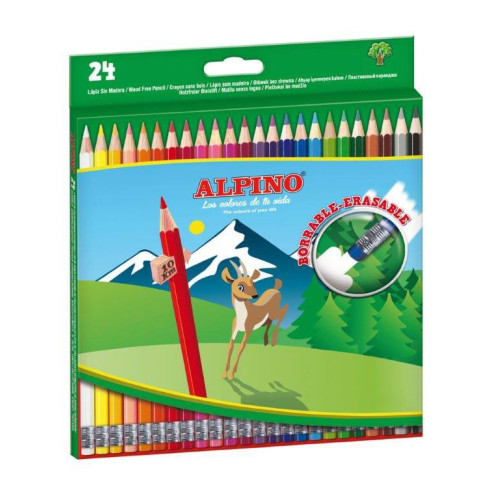 Pieštukai spalvoti ALPINO Erasable 24sp Piešimo priemonės