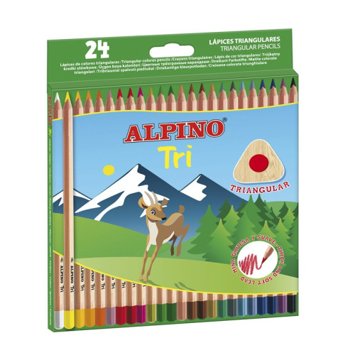 Pieštukai spalvoti ALPINO TRI 24sp Piešimo priemonės