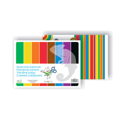 Vienpusis spalvotas kartonas A4/8l SP-K8 Piešimo popierius, sąsiuviniai, aplankai