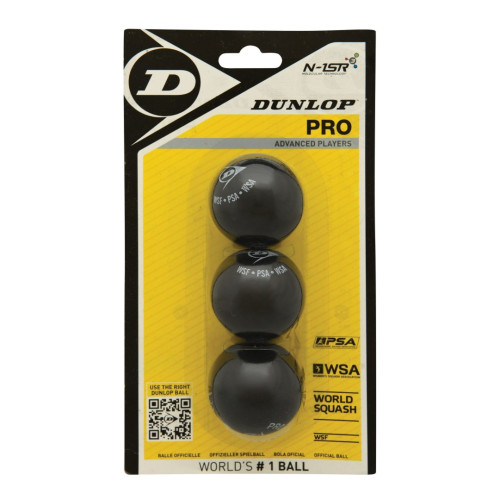 Skvošo kamuoliukas Dunlop PRO WSF/PSA 3-blister Skvošas