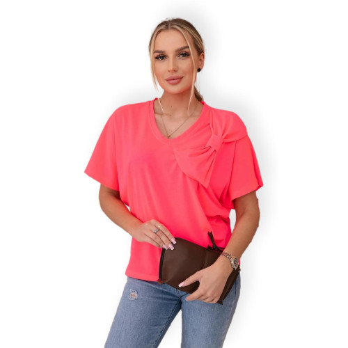 Moteriški rožiniai neoniniai marškinėliai Korin Marškinėliai