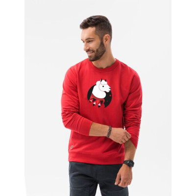 Raudonos spalvos džemperis Lama Užrašai vyrams