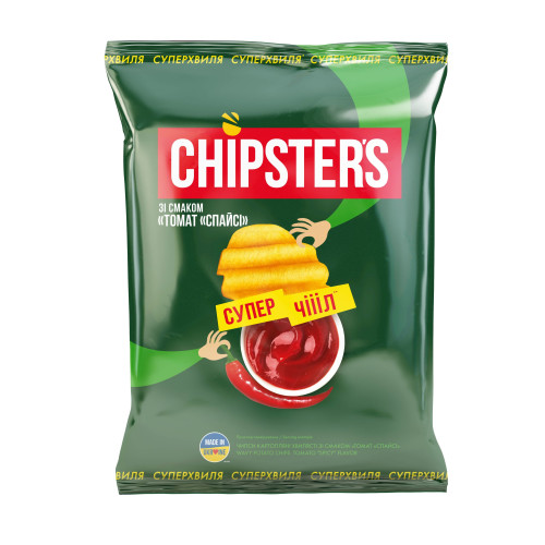 Bulvių traškučiai CHIPSTER'S, aštrių pomidorų skonio, 110 g Užkandžiai