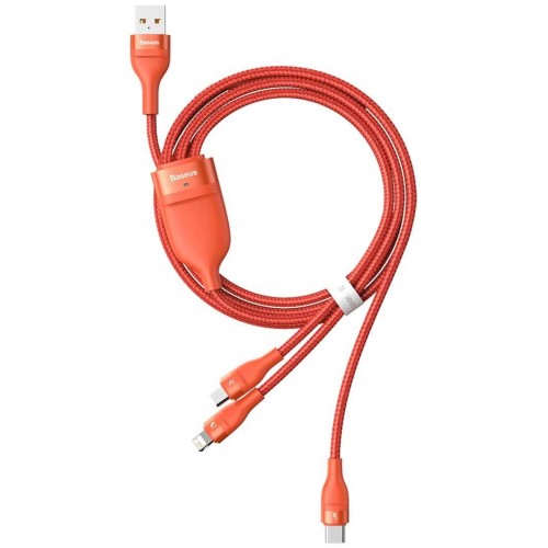 BASEUS Flash series Data Cable USB-M+L+C 5A 1.2m Orange-Laidai ir adapteriai-Fotoaparatai ir