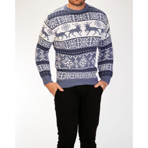 Vyriškas mėlynas megztinis Holidays-Megztiniai-Vyrams