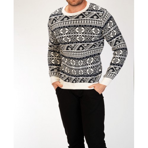 Vyriškas baltas kalėdinis megztinis Livel-Megztiniai-Vyrams