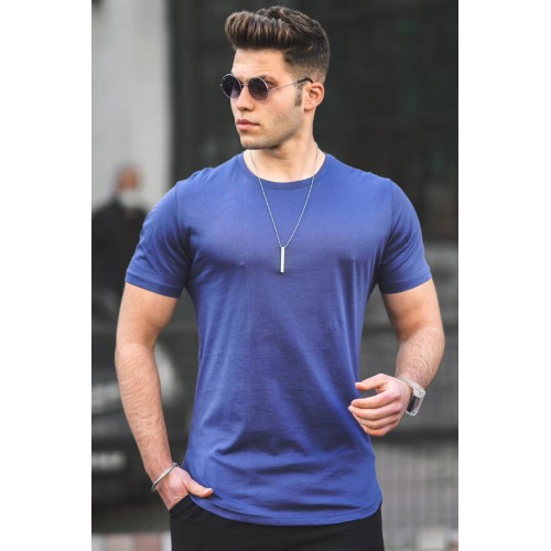 Vyriški indigo spalvos marškinėliai Lucus-Vienspalviai marškinėliai-Marškinėliai