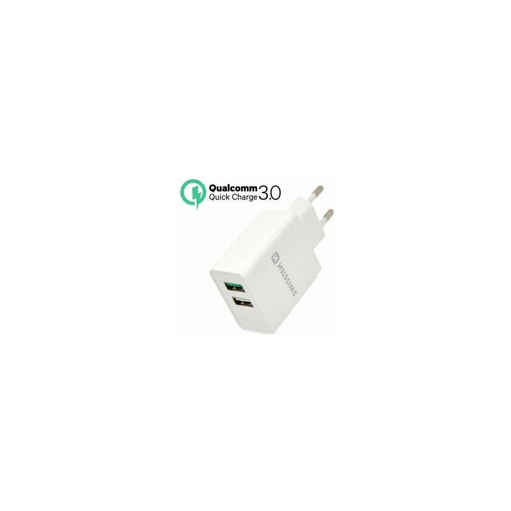 Pakrovėjas Swissten Travel Charger Qualcomm 3.0 Quick. Charge + Smart IC with 2x USB 30W