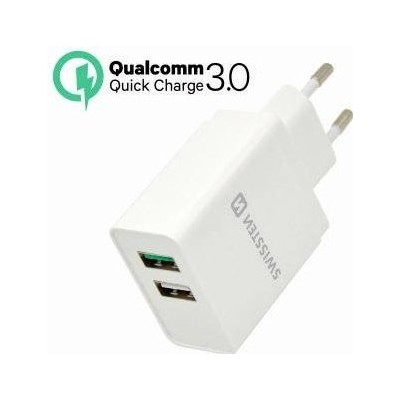 Pakrovėjas Swissten Travel Charger Qualcomm 3.0 Quick. Charge + Smart IC with 2x USB 30W