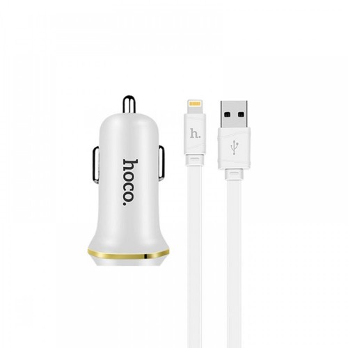 Kabelis Hoco 2.1A 2x USB + laidas lightning set Z1 white-Krovikliai-Mobiliųjų telefonų priedai